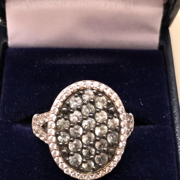 NWOT Sterling Silver Green Sapphire. & White Zircon Ring - Picture 4 of 7